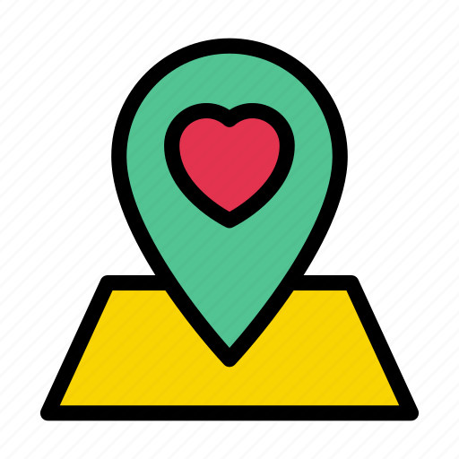 Heart, love, map, wedding, location icon - Download on Iconfinder