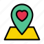 heart, love, map, wedding, location 