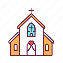 church, building, wedding, service