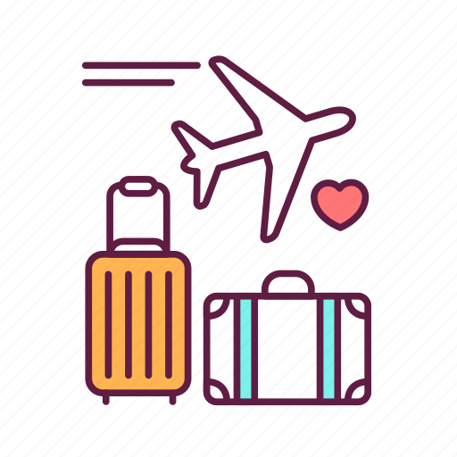 Wedding, honeymoon, suitcases, airplane icon - Download on Iconfinder
