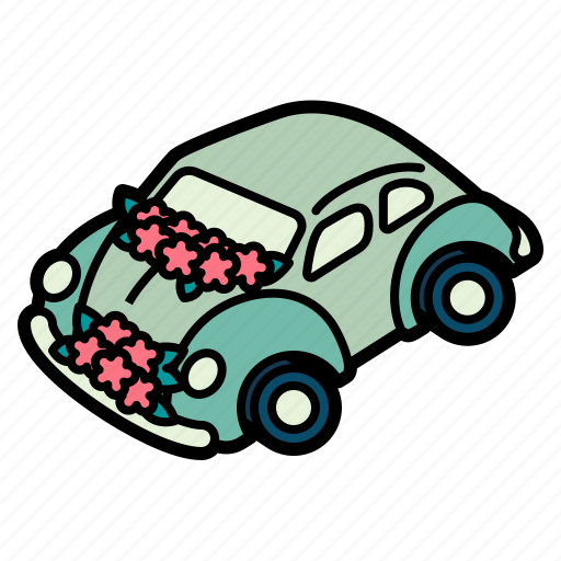 Wedding, car, transportation, automobile, hearts, vehicle, transport icon - Download on Iconfinder