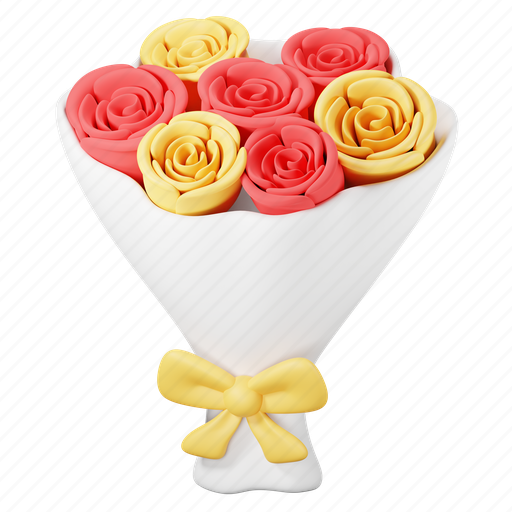 Flower, bouquet, rose, floral, leaf, nature, decoration 3D illustration - Download on Iconfinder
