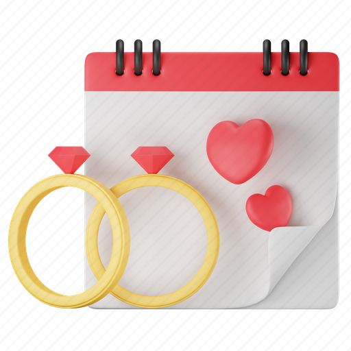 Wedding, love, romantic, happy, romance, celebration, calendar 3D illustration - Download on Iconfinder