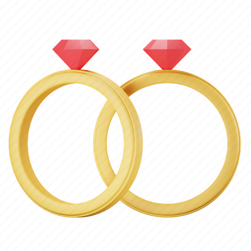 Wedding, ring, love, gold, marriage, engagement, couple 3D illustration - Download on Iconfinder