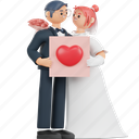 couple, marriage, certificate, groom, bride, marry, valentine, love, character 