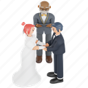 wedding, ceremony, people, groom, bride, priest, swear, character, isometric