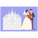 church, marriage, couple, bride, groom