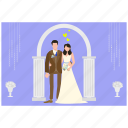 couple, standing, romantically, marriage, day