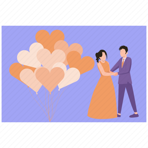 Heart, balloons, couple, wedding, day icon - Download on Iconfinder