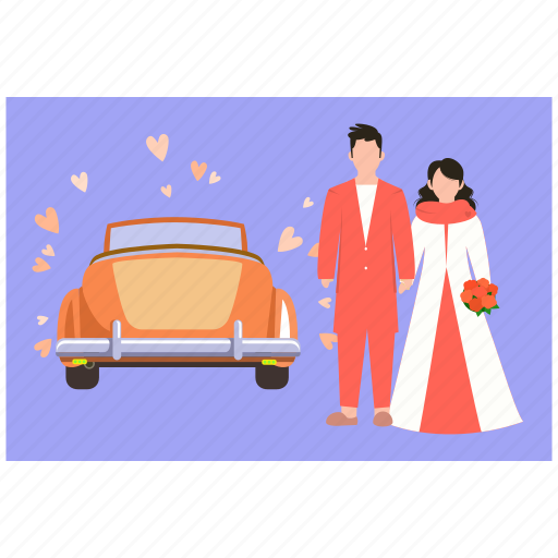 Wedding, car, marriage, day, couple icon - Download on Iconfinder