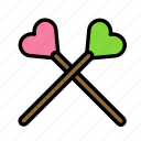 heart, love, marriage, party, sticks, wedding