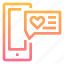 box, chat, heart, love, smartphone 