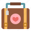 heart, honeymoon, love, luggage, romance, suitcase 