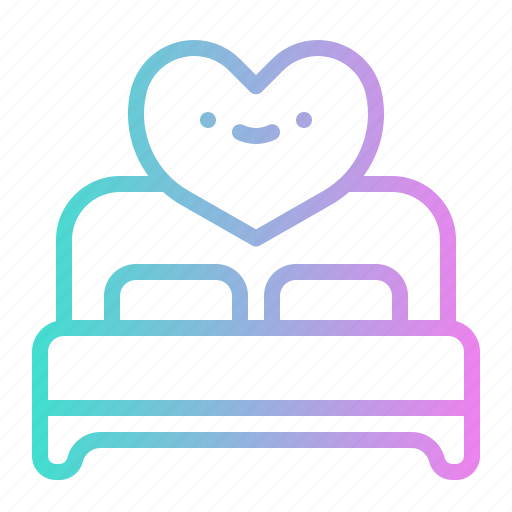 Bed, bedroom, double, furniture, heart, love, romantic icon - Download on Iconfinder