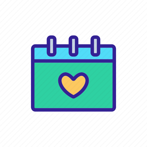 Calendar, contour, heart, linear, wedding icon - Download on Iconfinder