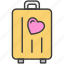 honeymoon, luggage, couple, briefcase, wedding, bag, travel, heart, suitcase 