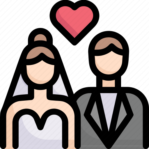 Bride and groom, couple, couple in love, love, marriage, party, wedding day icon - Download on Iconfinder
