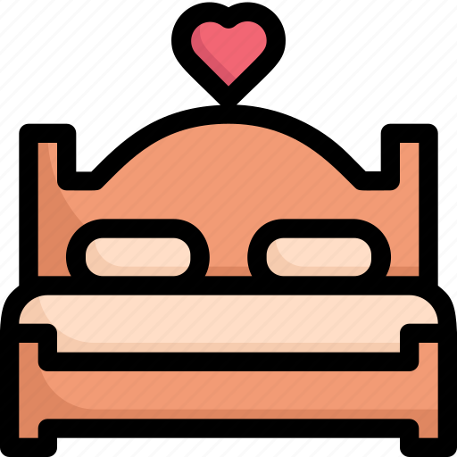 Couple, double bed love, honeymoon, love, marriage, party, wedding day icon - Download on Iconfinder