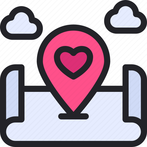 Pin, map, love, heart, wedding icon - Download on Iconfinder