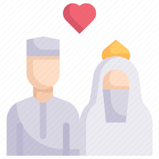 Bride and groom, couple, love, marriage, muslim wedding, party, wedding day icon - Download on Iconfinder