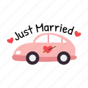 car, married, transportation, vehicle, travel, wedding
