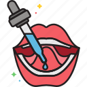dropper, mouth, open mouth, sublingual, tongue 