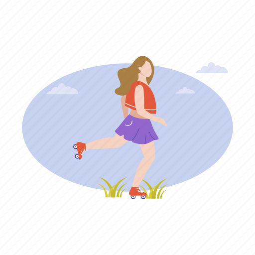 Rollerskates, girl, weekend, outgoing, activity icon - Download on Iconfinder