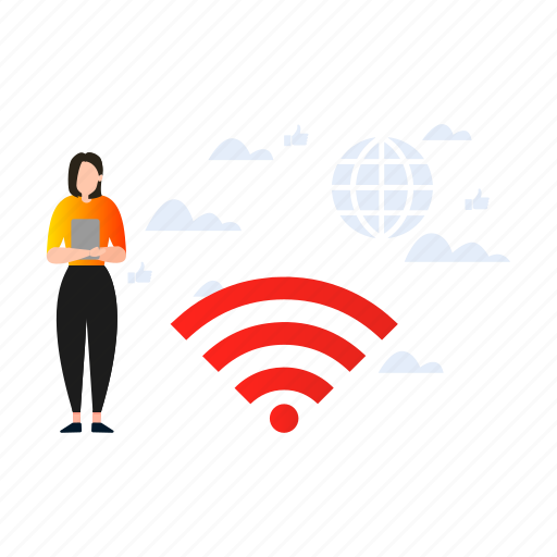 Girl, standing, wifi, network, connection icon - Download on Iconfinder