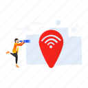 wifi, signal, location, pin, network