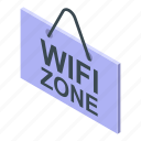 wifi, zone, banner, isometric