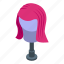 pink, wig, isometric 