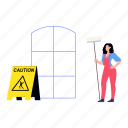 caution, board, cleaning, area, housekeeping