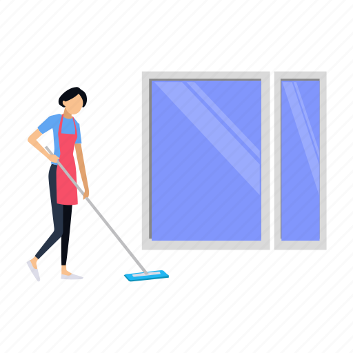 Wiping, floor, cleaning, girl, housekeeping icon - Download on Iconfinder