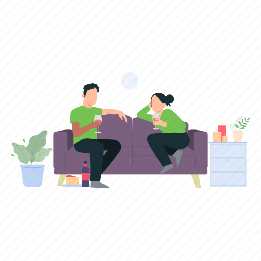Boy, girl, sitting, couch, drinks icon - Download on Iconfinder
