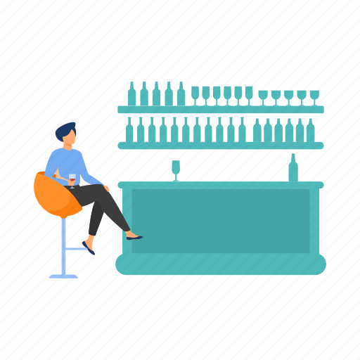Female, sitting, drinking, wine, bar icon - Download on Iconfinder