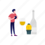 wine, bottle, glass, boy, waiter 