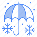 umbrella, snowing, snow, flake, winter, weather
