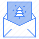 email, envelop, christmas, card, tree, pine