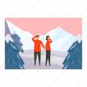 couple, standing, enjoying, fun, winter