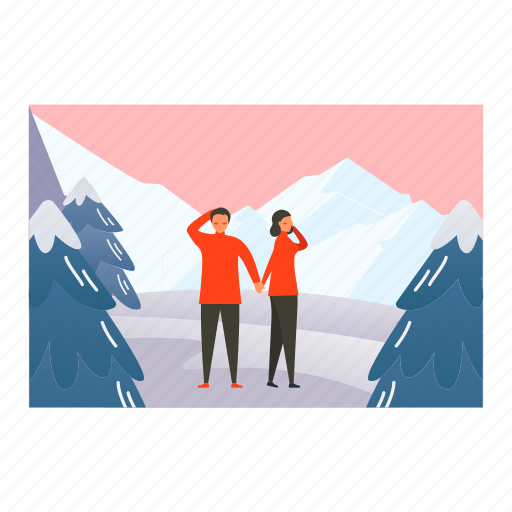 Couple, standing, enjoying, fun, winter icon - Download on Iconfinder