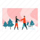 ice, skating, couple, romantic, winter