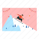 iceskiing, female, sport, adventure, snow