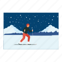 iceskiing, winter, sport, adventure, fun