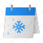 calendar, winter, snowflake, event 