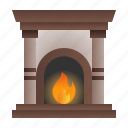 fireplace, winter, woodfire, snow