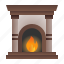 fireplace, winter, woodfire, snow 