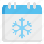 calendar, winter, snowflake, date, season 
