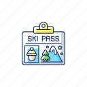 ski, pass, card, badge