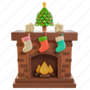 fireplace, christmas, holiday, decoration, winter, santa, chimney, fire 