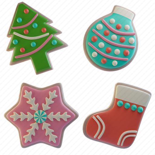 Christmas, cookie, biscuit, sweet, dessert, holiday, bake 3D illustration - Download on Iconfinder